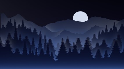 moon over mountains