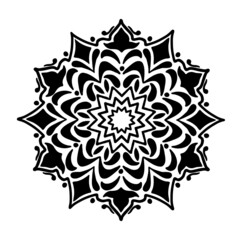 vector illustration, mandala, drawing in doodle style in black, isolate on a white background