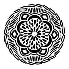 vector illustration, mandala, drawing in doodle style in black, isolate on a white background