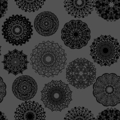 seamless pattern, abstraction in monochrome colors, mandala, ornament for wallpaper and fabric, wrapping paper, background for different designs