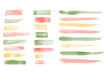 水彩デザイン素材　ナチュラルカラーの水彩見出しセット