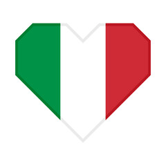 heart icon with italy flag, isolated on white background