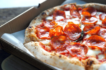 Picnic with Neapolitan pepperoni pizza