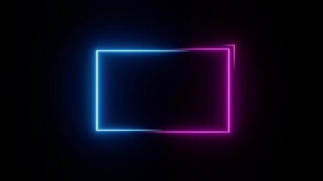 Abstract neon frame. Neon lights motion loops square circular motion. Video animation Ultra HD 4K 3840x2160