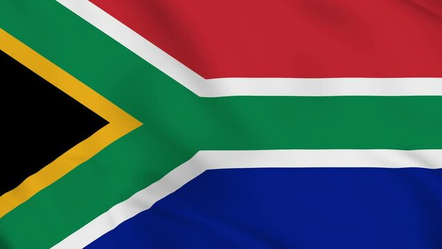 Realistic South African flag waving in the wind. National flag of South Africa. seamless loop animation video. motion graphics. Footage clip in 4k resolution.