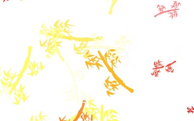 Light Red, Yellow vector doodle background with branches.