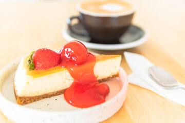cake with strawberry and coffee 