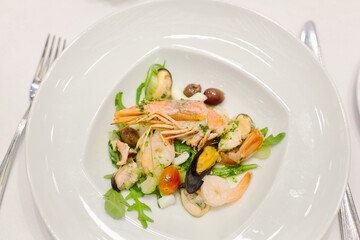 plate with delicious seafood