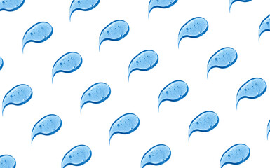 Blue pattern cosmetic cream drop isolated on white background. Liquid gel cosmetic smudge.