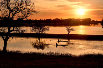 kayaking sunset on the river