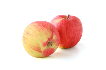 Two red-yellow apples  isolated on white