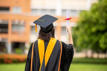 Graduation congratulations,The graduates stand in-line while waiting for awarding degree...