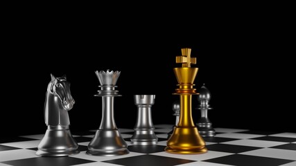 glass chess pieces on chess board and black background © ratcha