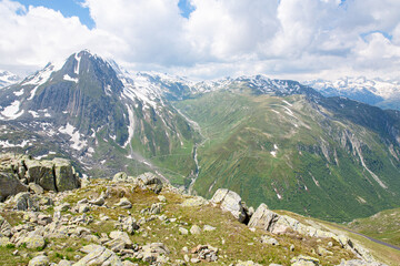 Fototapeta na wymiar Scenic view from the Nufenen Pass in Wallis, Switzerland