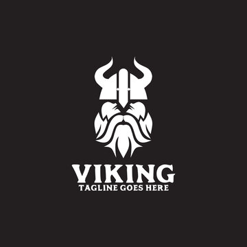 Viking head helmet vector logo design