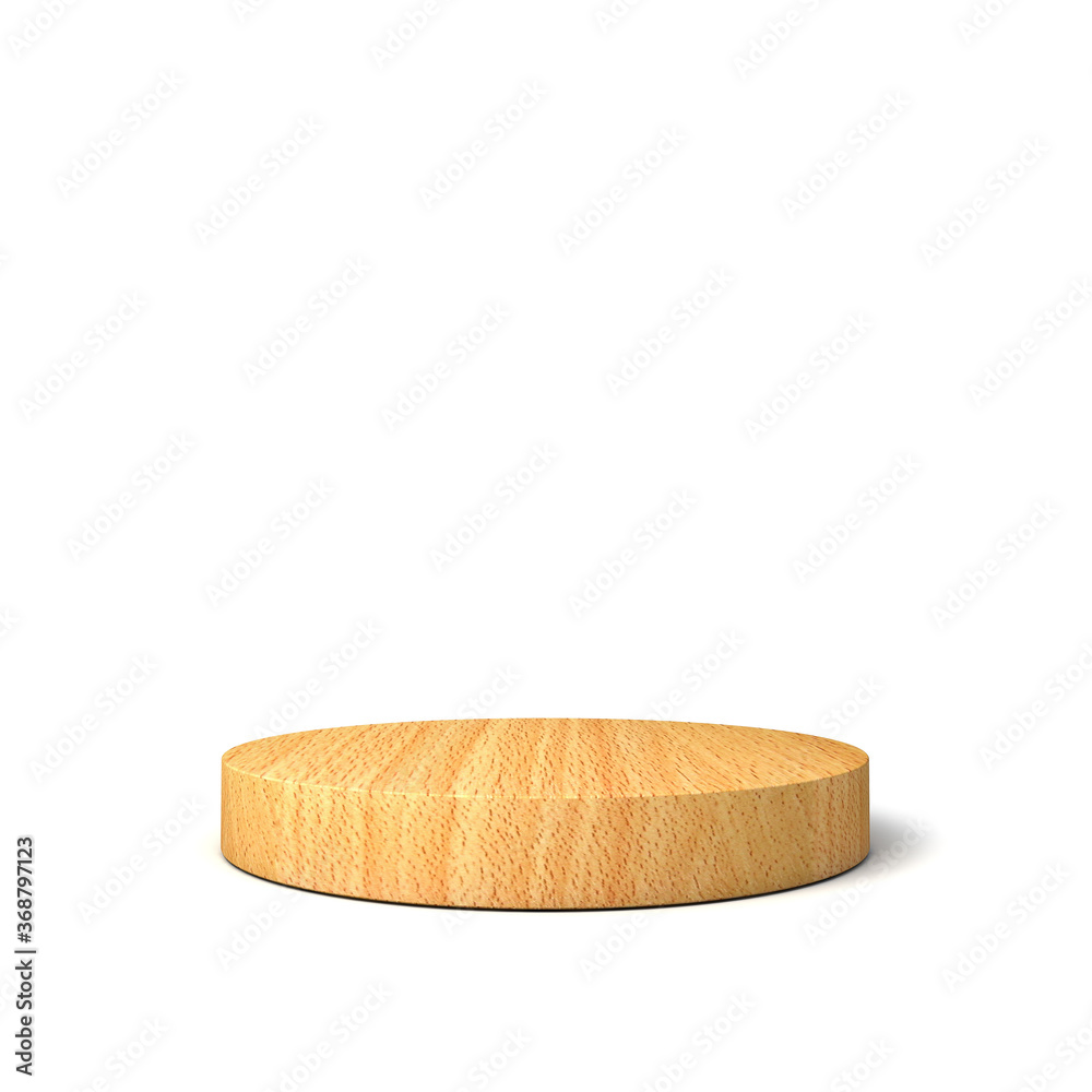 Aufkleber Blank wood pedestal isolated on white background with shadow 3D rendering