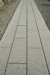 Sidewalk made of stone tiles