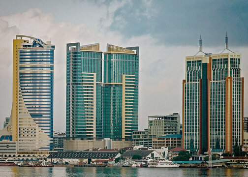 Dar es Salaam city skyline at sunrise