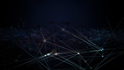 3d render of Futuristic Network concept abstract plexus background with line and dot connection in big area.