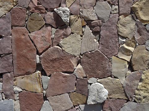 wall of broken and colored stones, stock texture