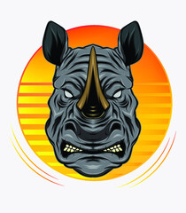 vector rhino logo design mascot with modern illustration concept style for badge, emblem and t shirt printing. angry rhinos illustration.
