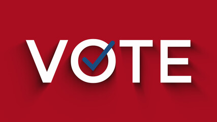 vote text animation with checkbox, US election concept, red, white, blue colors