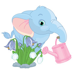Cute baby elephant with flowers