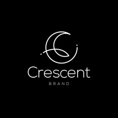 elegant crescent moon and star logo design line icon vector in luxury style outline linear, ramadan kareem, crescent moon and star illustration for background banner, abstract crescent moon logo © Ramosh Artworks