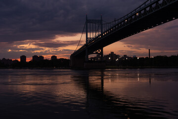Triborough Bridge during a Beautiful Sunset over the East River connecting Astoria Queens New York to Wards and Randall's Island
