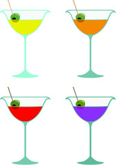 set of different cocktails