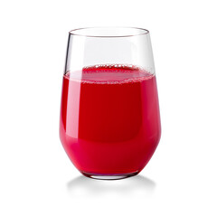 Realistic Transparent Glass of Red Juice isolated on white background with clipping path.