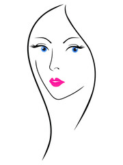Logo of a woman's face on a white background.