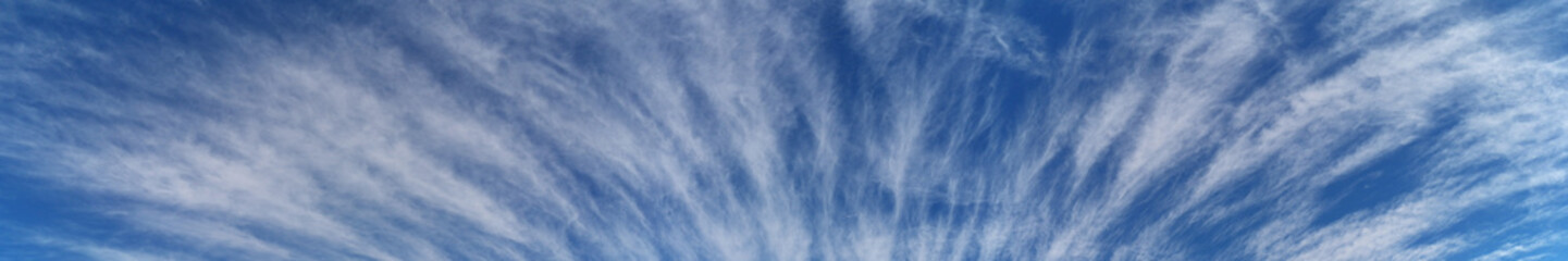 Beautiful panoramic view of deep blue sky with patch of white clouds,  Fagan Park, Galston, Sydney, New South Wales, Australia
