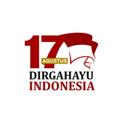 17 Agustus, Dirgahayu Indonesia (Translated: August 17, Happy Independence Day of Indonesia). Logo and Banner design. Vector Illustration.  