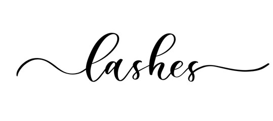 Lashes - vector calligraphic inscription with smooth lines for the names and logos of firms,labels and design shops, beauty salons, hairdressers and your business.