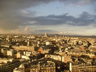 View of Paris on Le sacre coeur in sunset light