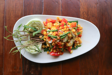 corn salad or fruit salad, spicy salad