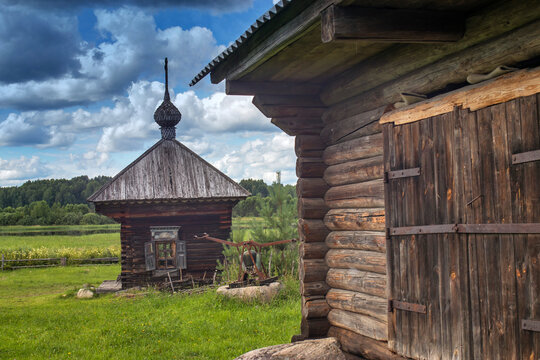 Uchemskiy museum of the Cassian Desert and the Fate of the Russian Village. Ancient wooden chapel.