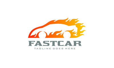 Fast Flame Car Logo - Speed Fire Car Vector