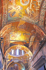 Fototapeta na wymiar Murals under the dome in the Church of the Holy Savior Outside the Walls. Second name of it now is The Kariye Museum in Istanbul, Turkey