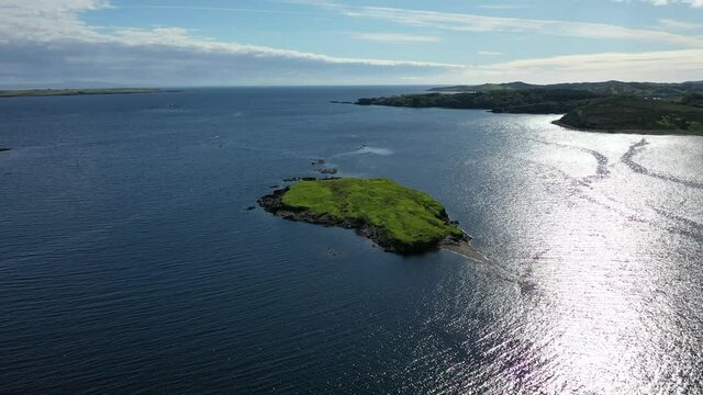 Aerial view of an Island by Bruckless in County Donegal - Ireland