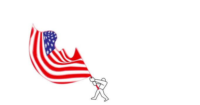 
Looping animation of man waving a American flag.