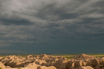 Fototapeta na wymiar Storm rolls in over Badlands National Park in South Dakota