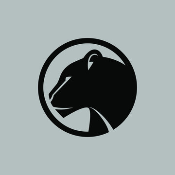 Black panther portrait symbol on gray backdrop. Design element