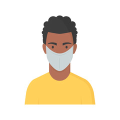 Coronavirus. Persona con mascarilla. Detener el coronavirus. Raza afroamericano. Proteger la salud. Concepto de cuarentena, epidemia y pandemia. Hombre con máscara médica. Contaminación del aire. 