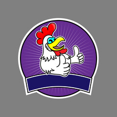 Chicken thumb up sticker label for food product