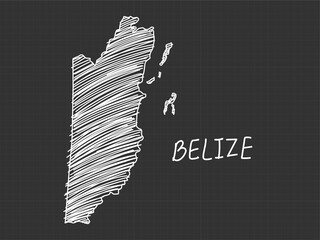 Belize map freehand sketch on black background.
