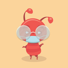 face mask cartoon animal illustration.