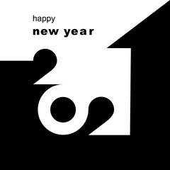 Black fill icon happy new year 2021. Isolated on white background.