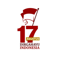 17 Agustus, Dirgahayu Indonesia (Translated: August 17, Happy Independence Day of Indonesia). Logo and Banner design. Vector Illustration.  